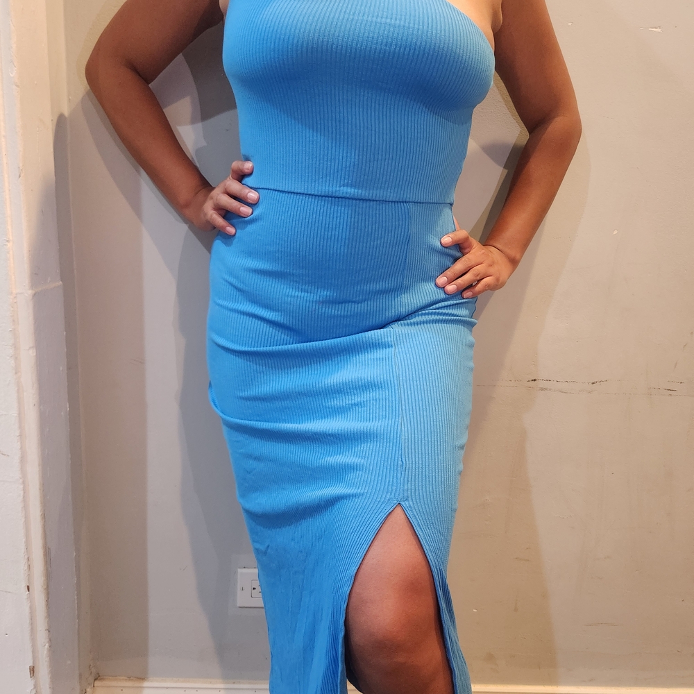 H&M One-Shoulder Blue Dress